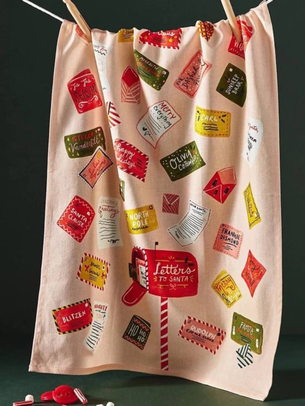 NWT Anthropologie Letters to Santa Christmas Dish Tea Kitchen Towel